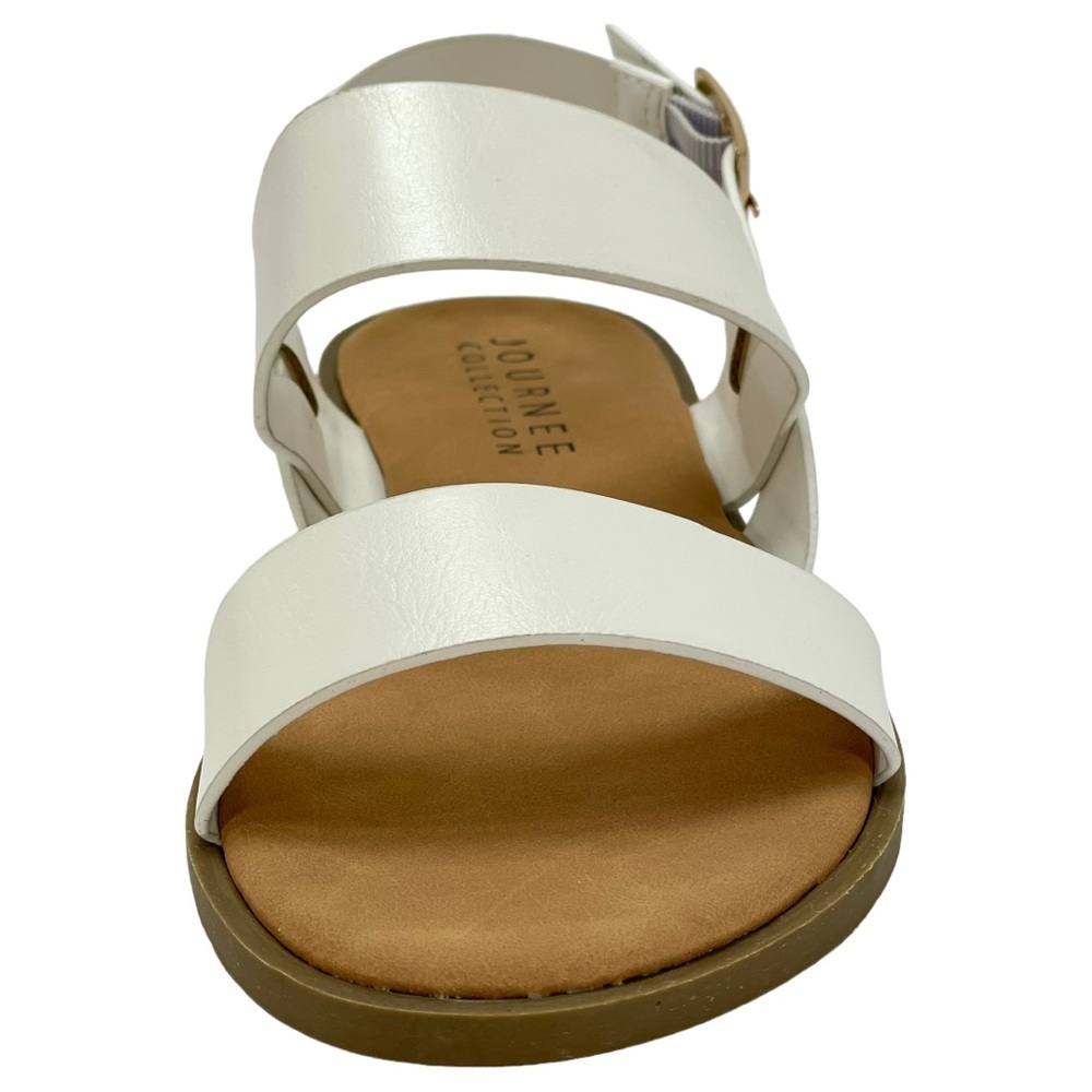 Journee Collection Lavine White Faux Leather Womens Slingback Sandals Size 7W - Picture 4 of 14